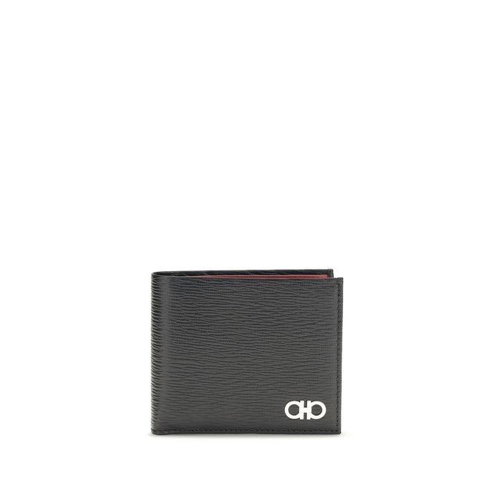 Ferragamo Black Calf Leather Bos Taurus Wallet