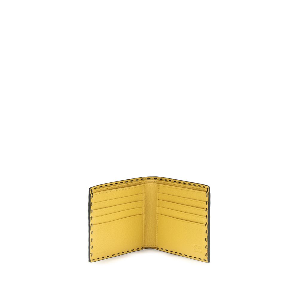 Fendi Black Calf Leather Bos Taurus Wallet