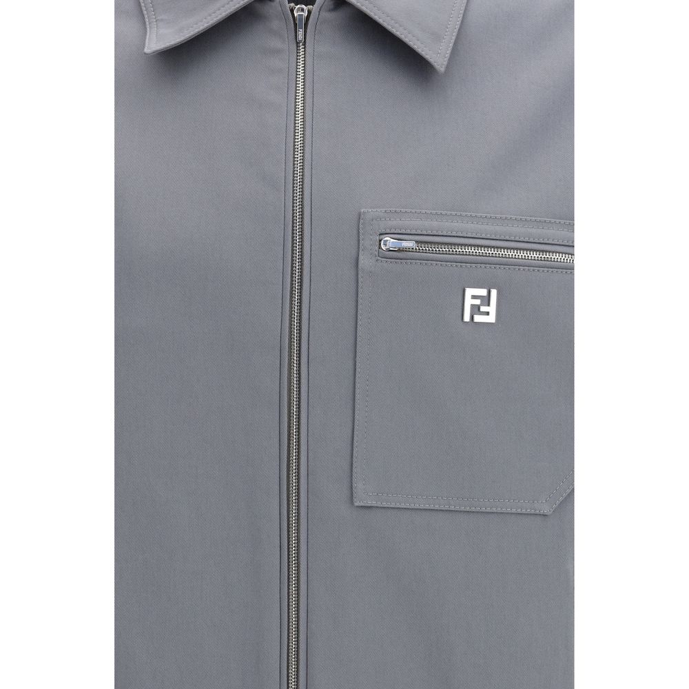 Fendi Gray Cotton Shell Jacket