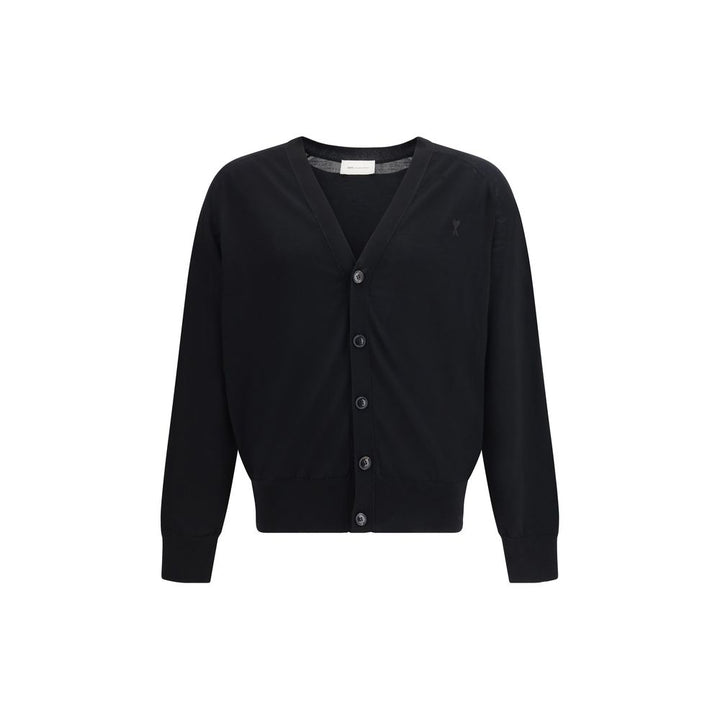 Ami Paris Black Merino Wool Cardigan