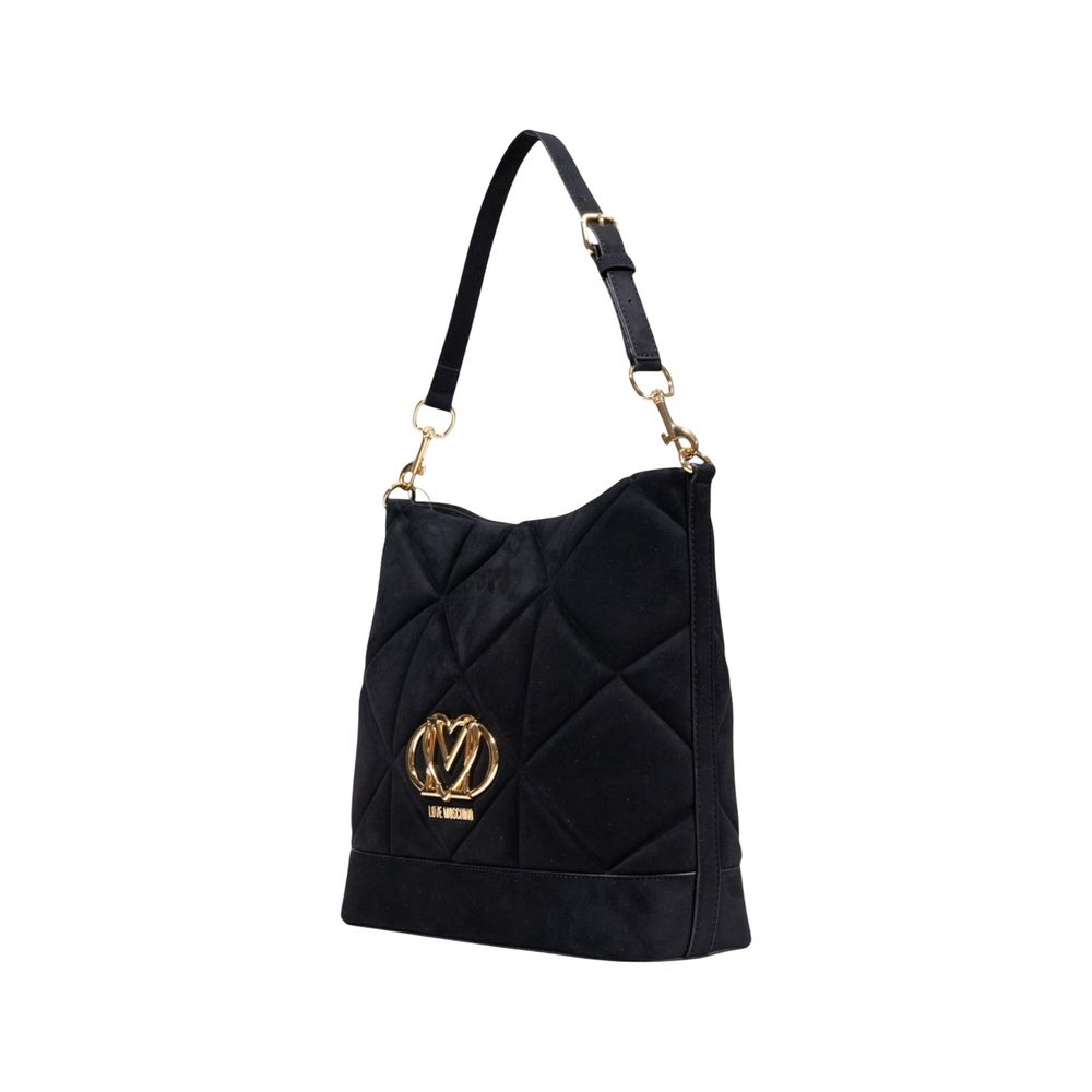 Love Moschino Black Suede Leather Handbag