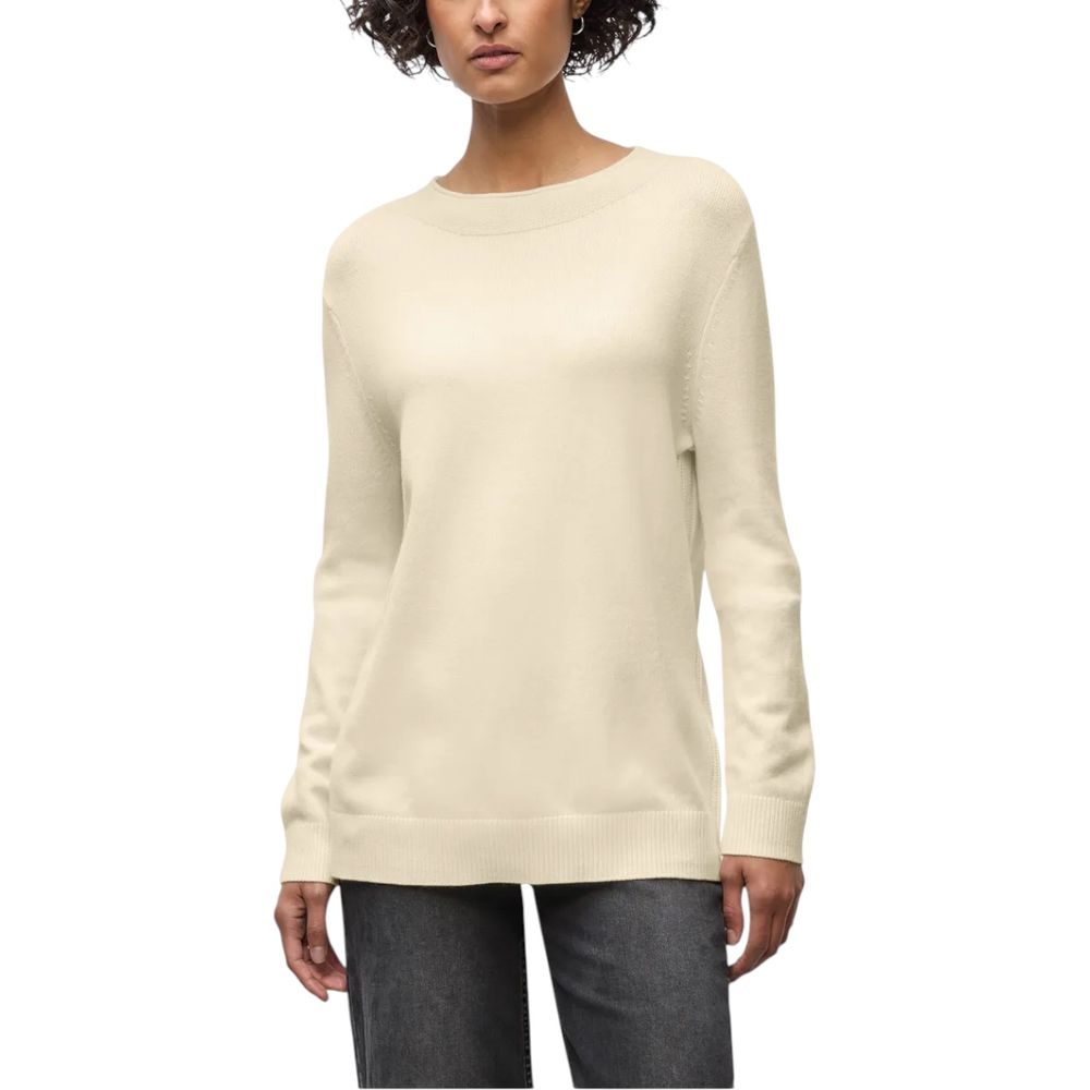Street One Cream Polyester Sweatshirt