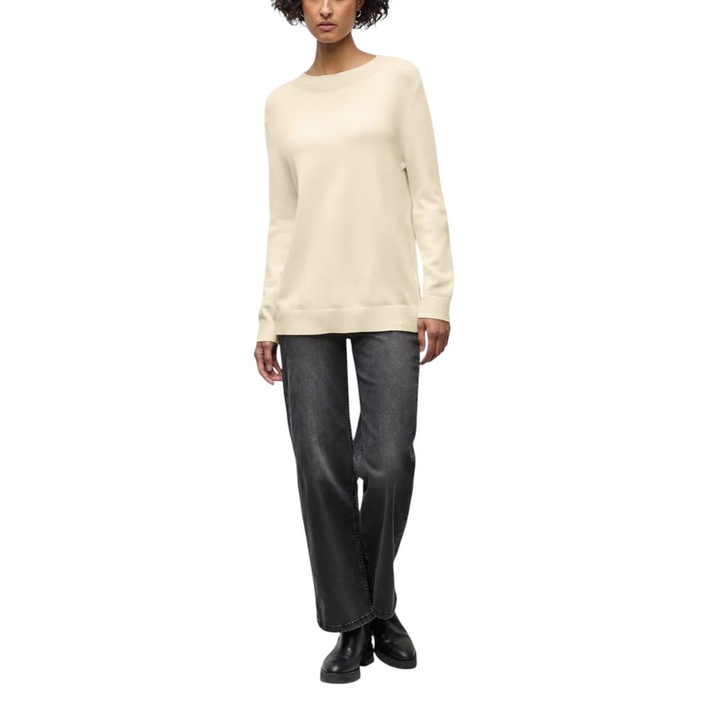 Street One Cream Polyester Sweatshirt