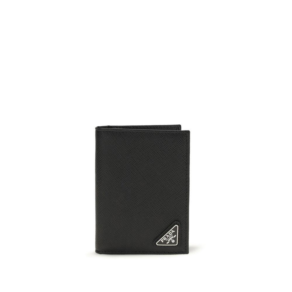 Prada Black Calf Leather Bos Taurus Wallet