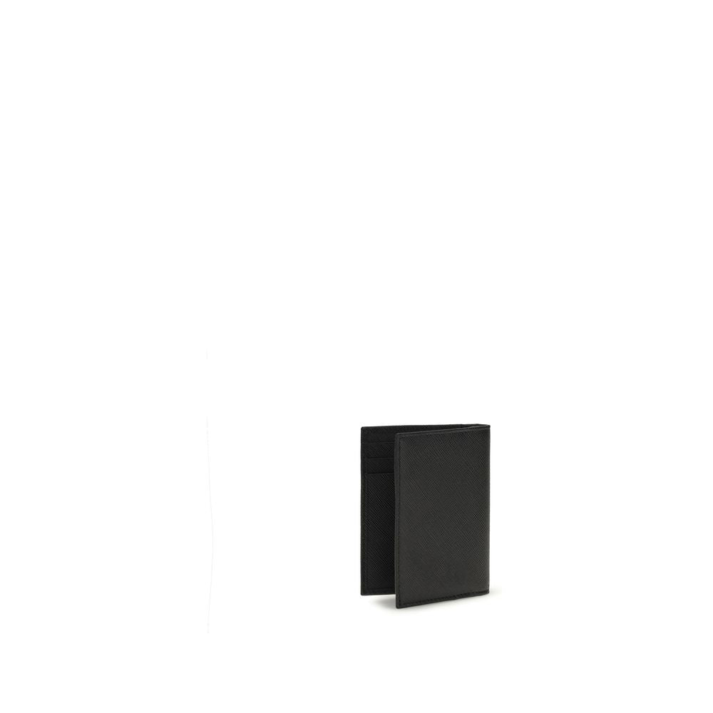 Prada Black Calf Leather Bos Taurus Wallet