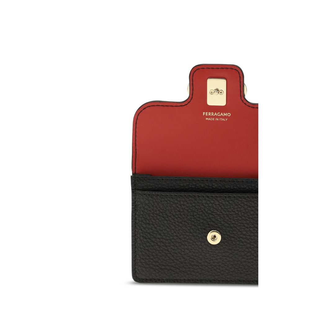 Ferragamo Black Calf Leather Bos Taurus Keychain