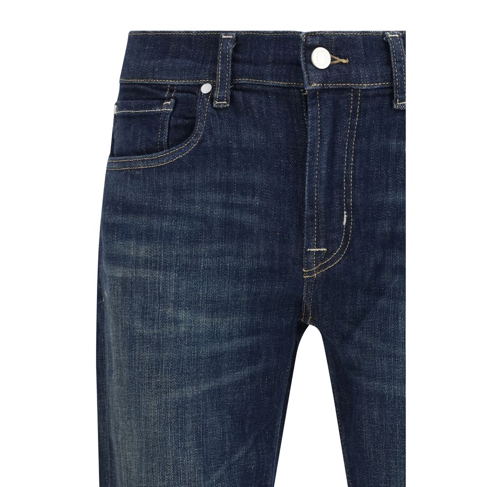 7FOR Black Cotton Flared Jeans