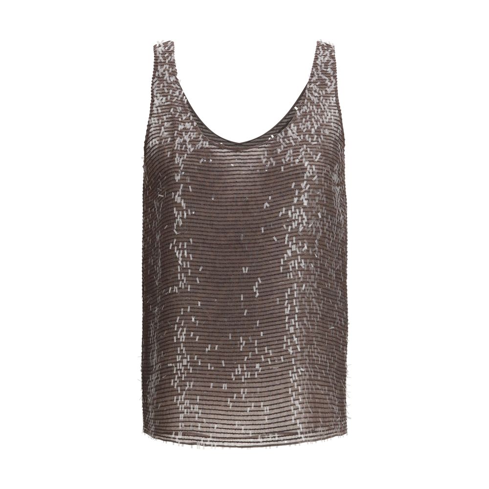 Brunello Cucinelli Brown Silk Top