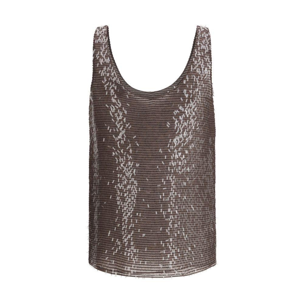 Brunello Cucinelli Brown Silk Top