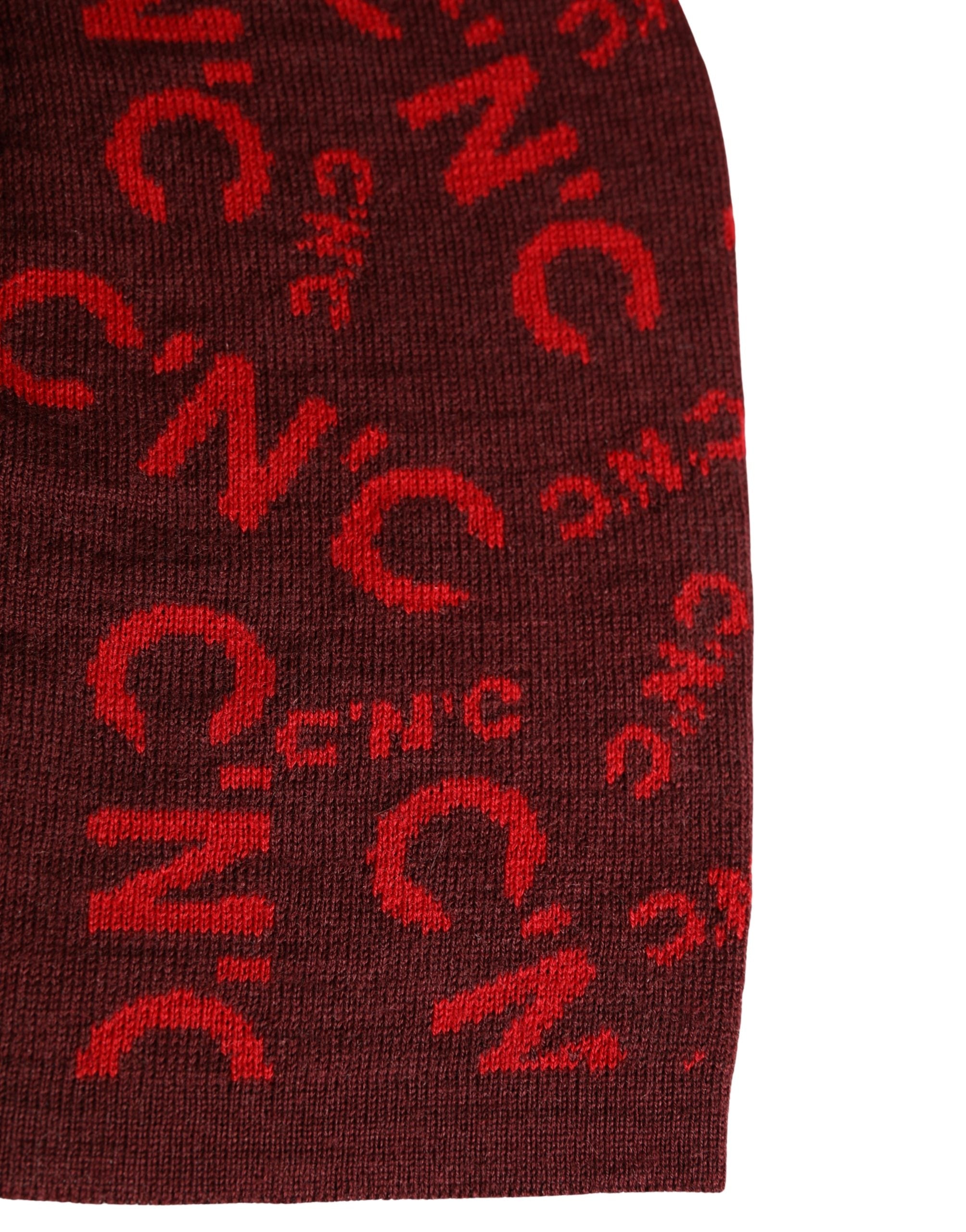 Costume National Red Wool Blend Branded Beanie Capello Hat