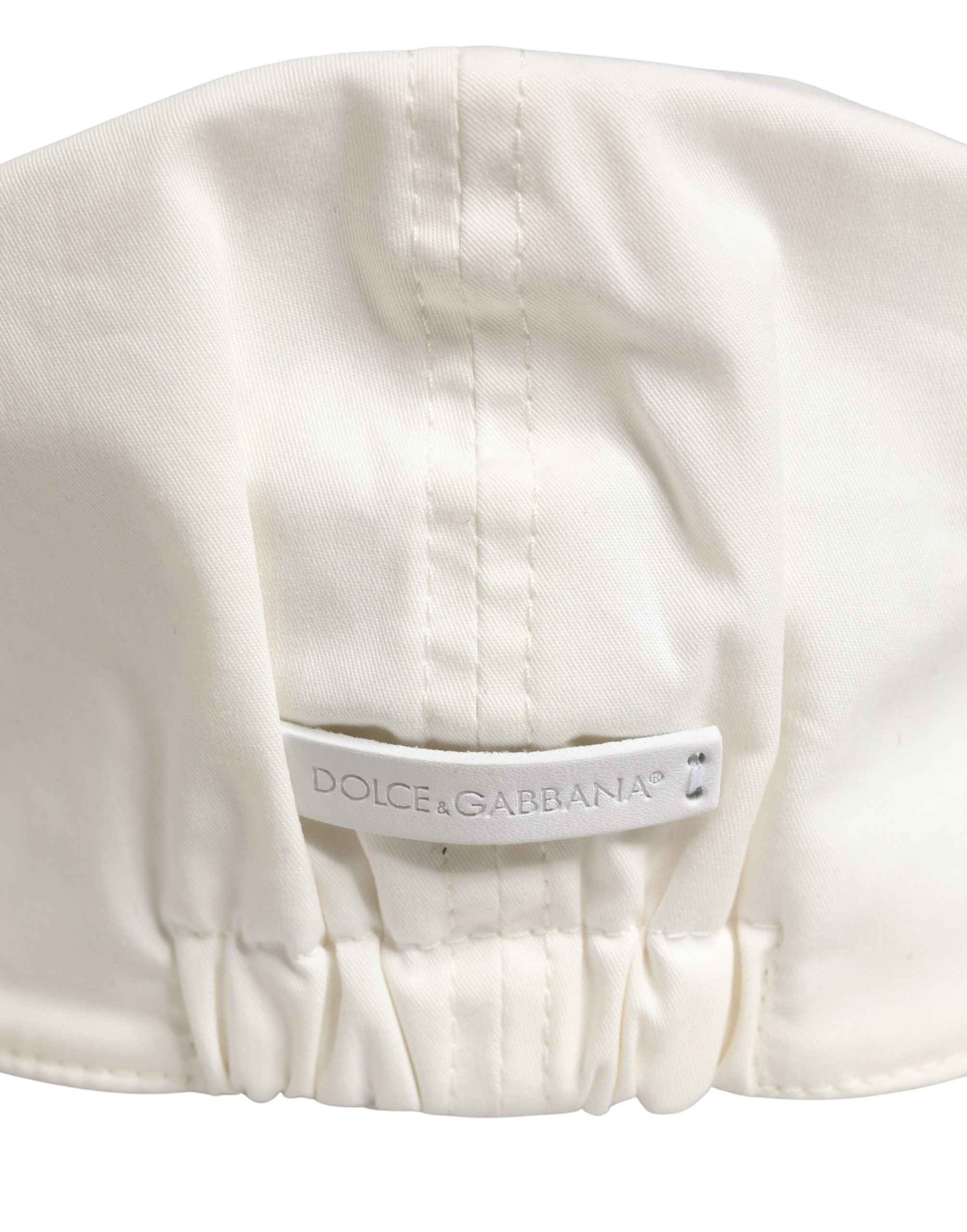 Dolce & Gabbana Men White Cotton Blend Newsboy Cloth Capello Hat