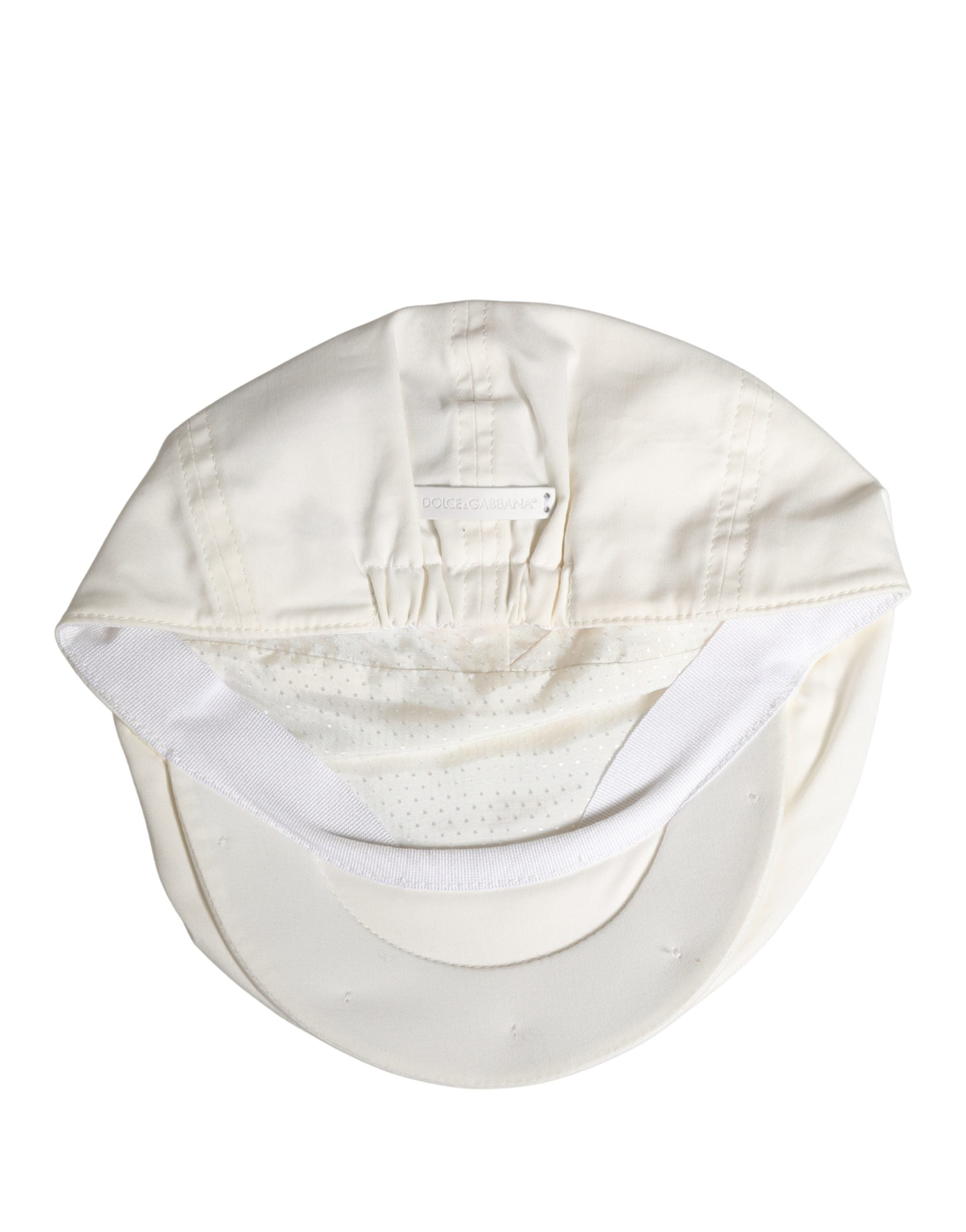 Dolce & Gabbana Men White Cotton Blend Newsboy Cloth Capello Hat