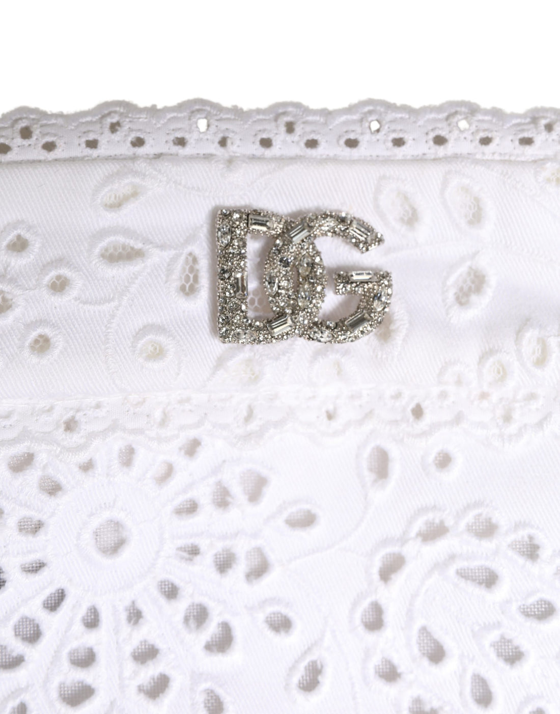 Dolce & Gabbana White Cotton Embroidered DG Crystal Headwear Hat
