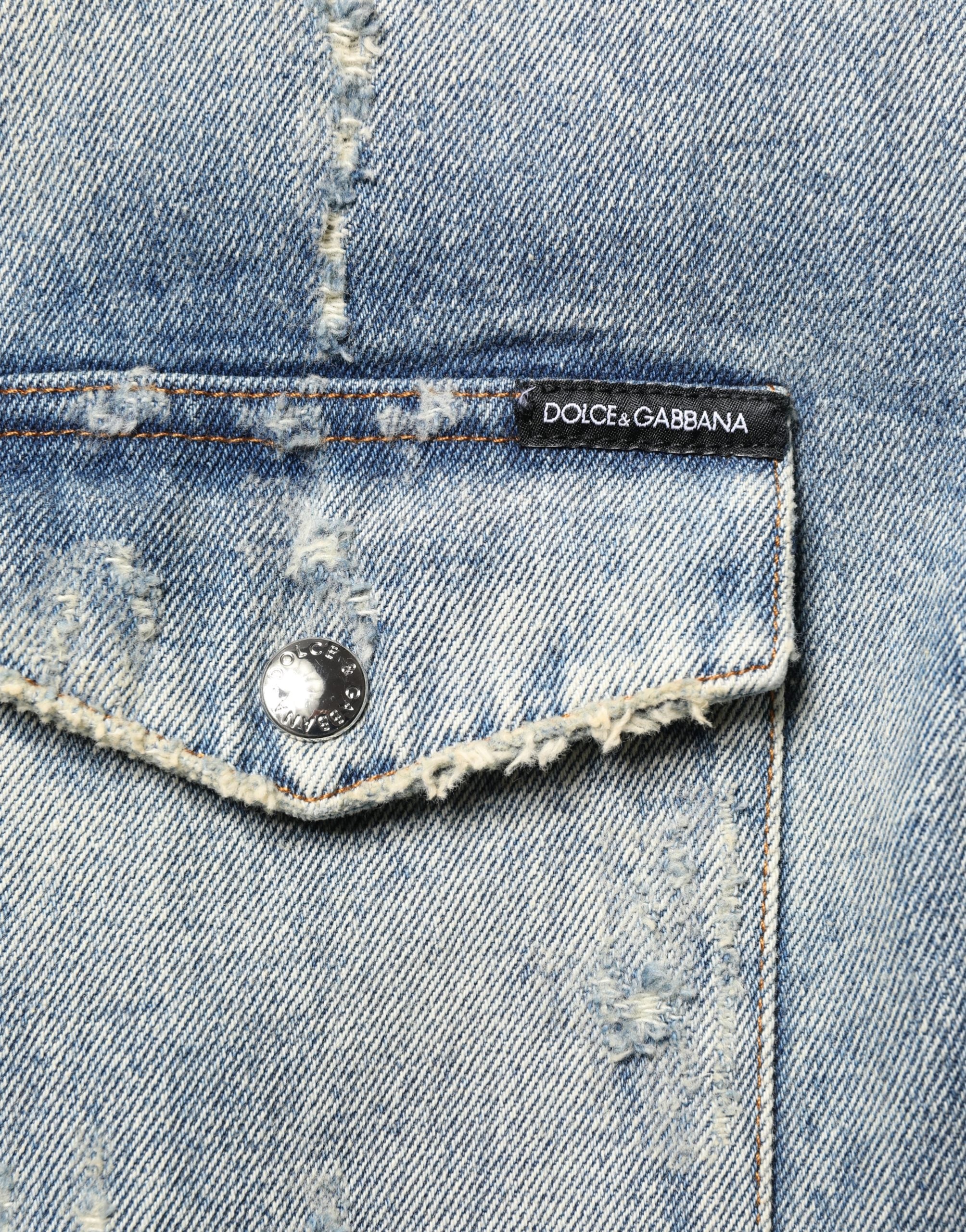 Dolce & Gabbana Blue Hooded Cotton Buttoned Denim Jacket