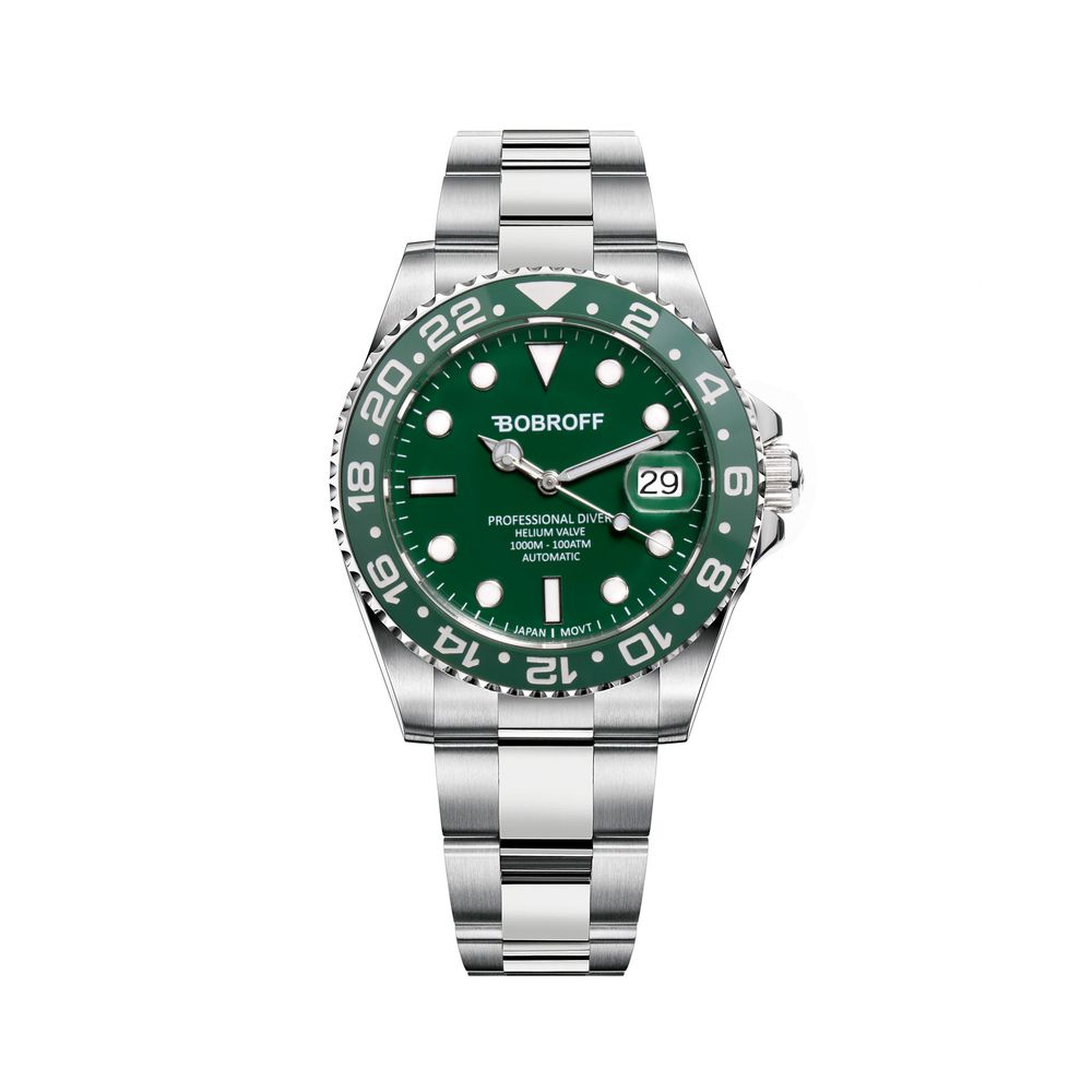 Bobroff Silver Stainless Steel Sport Watch