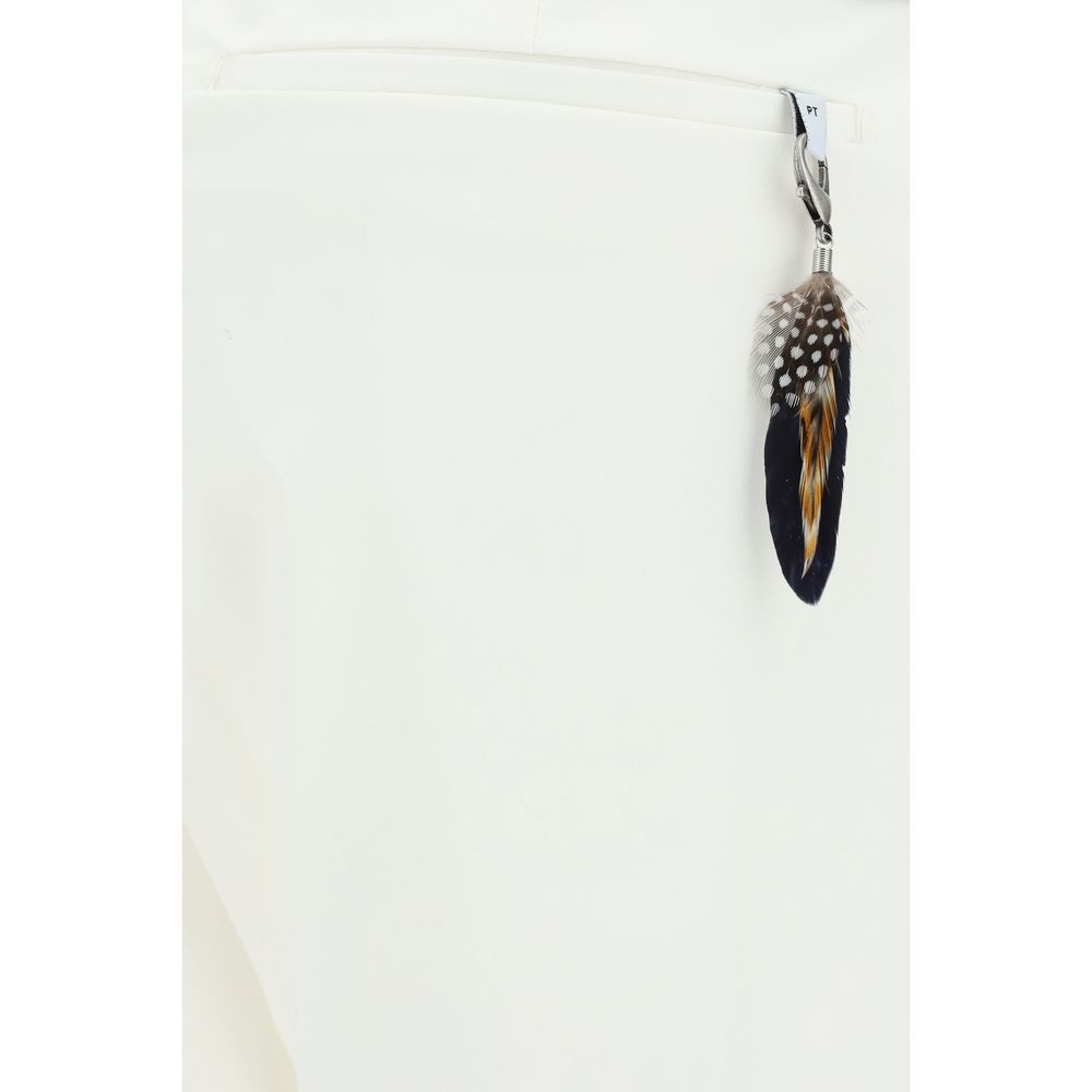 PT Torino White Cotton Casual Pants