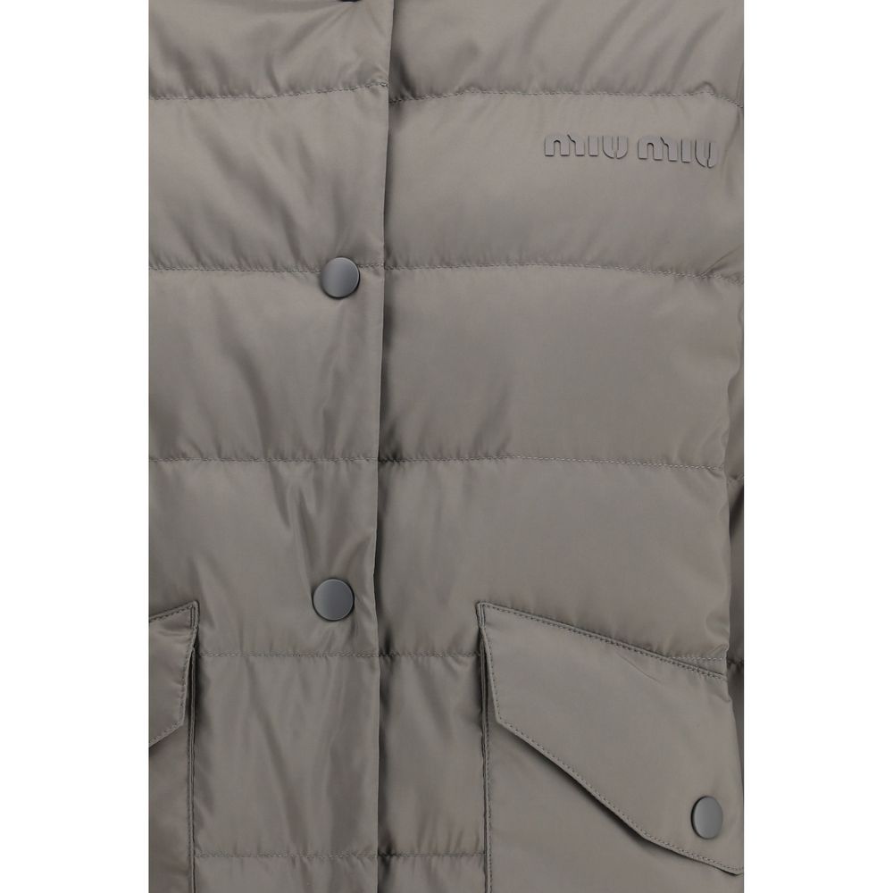 Miu Miu Gray Recycled Polyester Coat