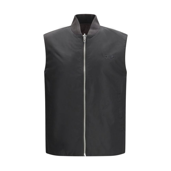 Diesel Brown Polyamide Sleveless Jacket