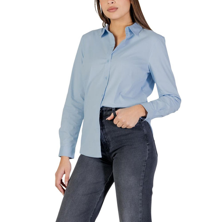 Jacqueline De Yong Blue Cotton Blouse