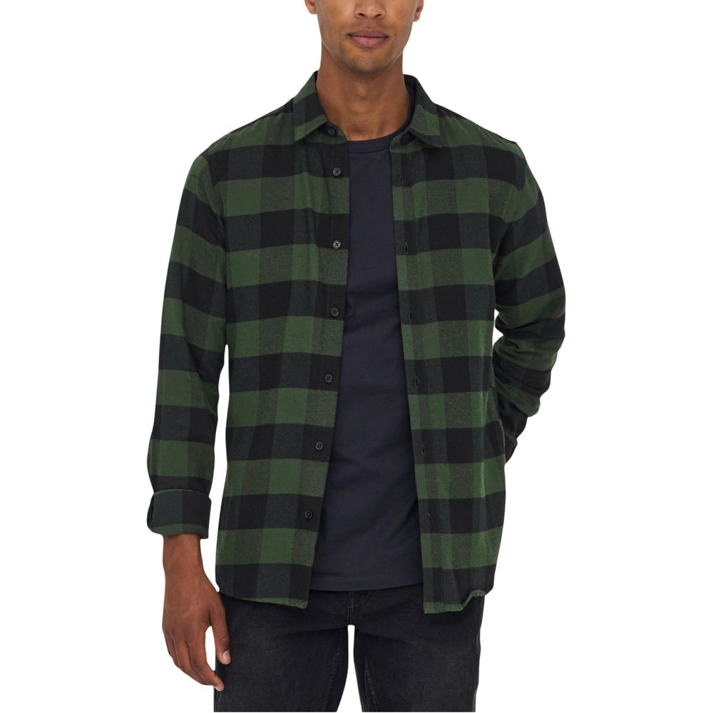 Only & Sons Green Cotton Pattern Shirt