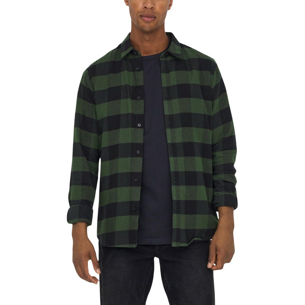 Only & Sons Green Cotton Pattern Shirt
