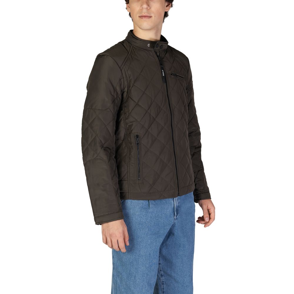 Replay Green Polyamide Biker Jacket