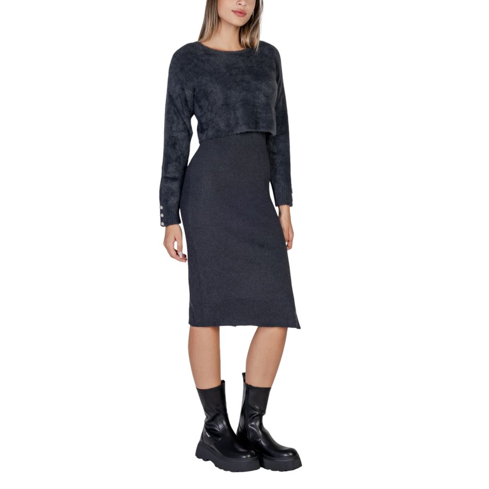 Morgan De Toi Gray Polyamide Midi Dress