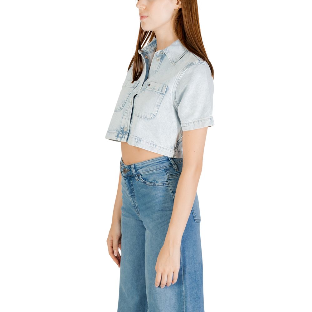 Tommy Hilfiger Jeans Light Blue Recycled Cotton Shortsleeve Shirt