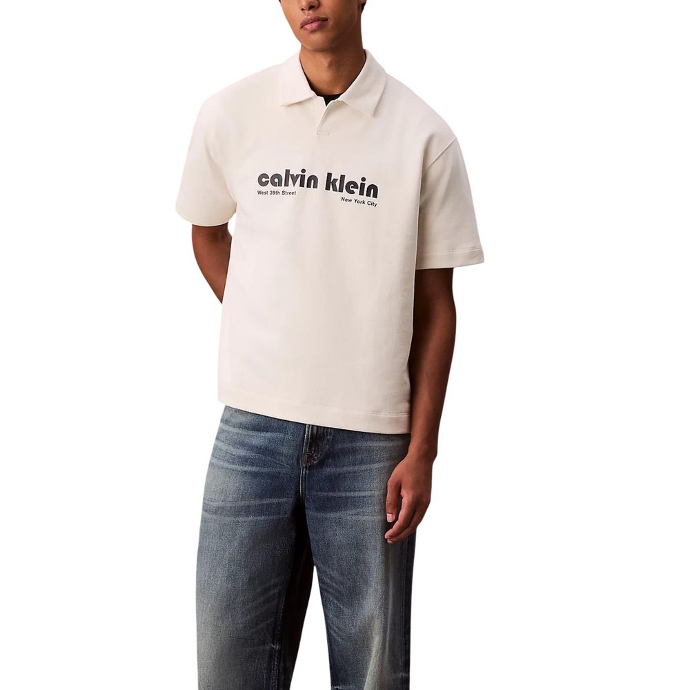 Calvin Klein Jeans White Cotton Polo Shirt