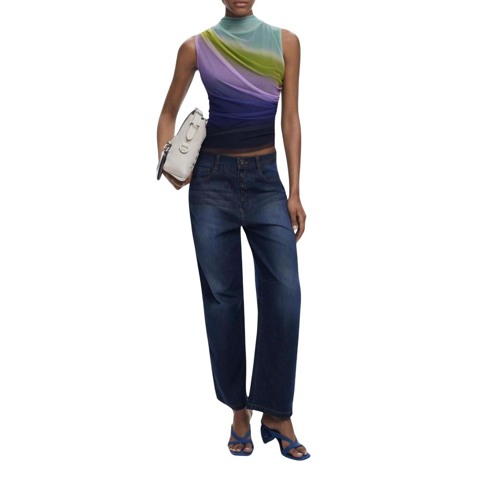 Desigual Purple Polyester Sleeveles T-Shirt