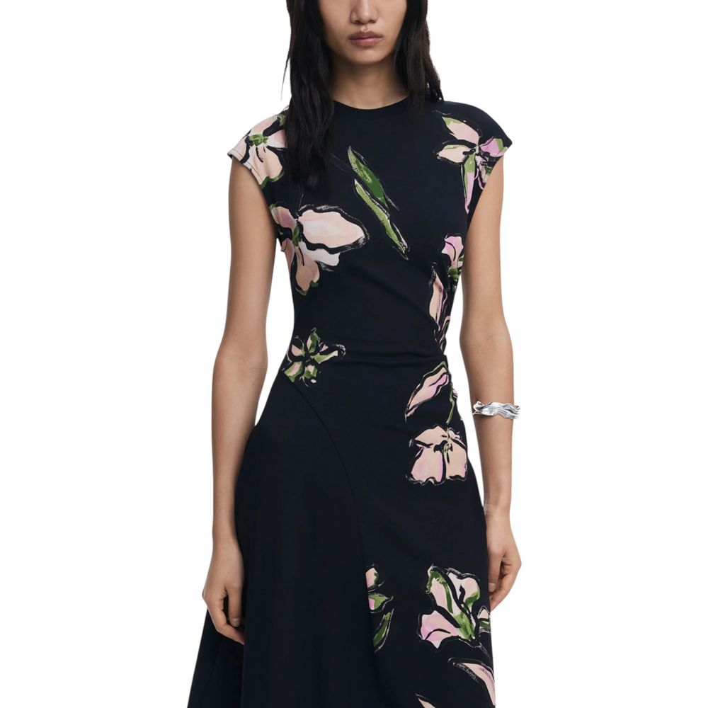 Desigual Black Cotton Long Dress