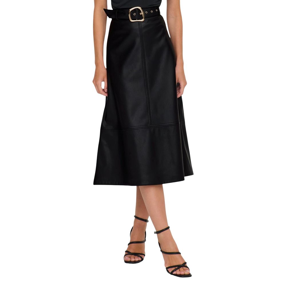 Jacqueline De Yong Black Polyester Long Skirt