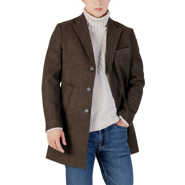 Gianni Lupo Green Polyester Coat