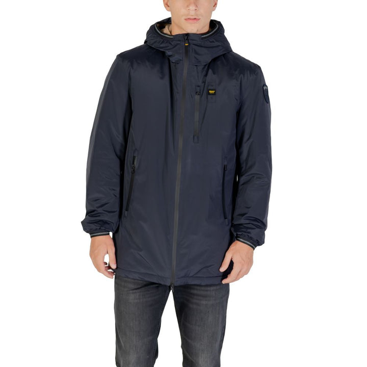 Blauer Blue Polyester Trench Coat