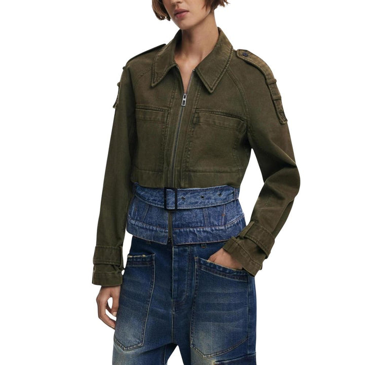 Desigual Green Cotton Denim Jacket