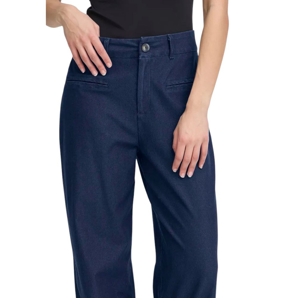 ICHI Blue Cotton Casual Pants