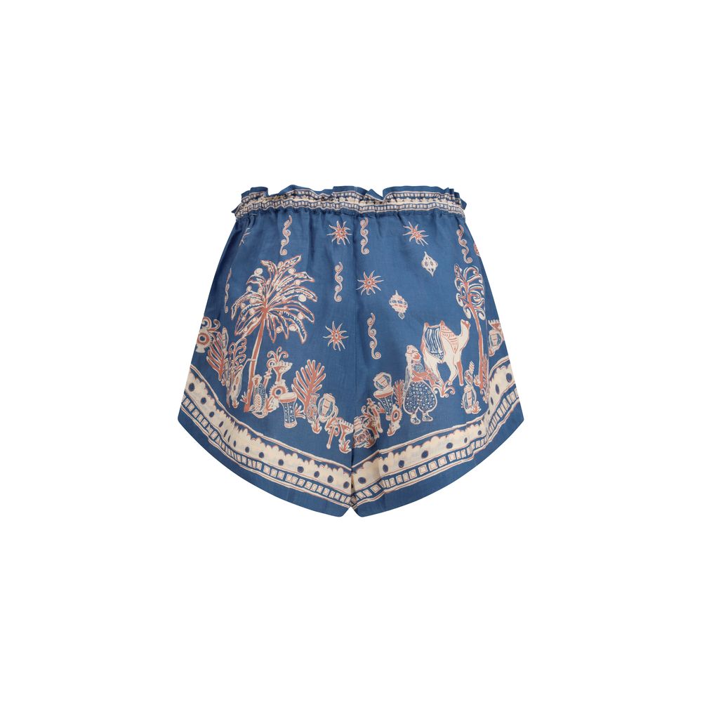 Alemais Blue Linen Bermuda Shorts