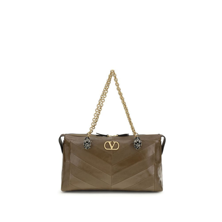 Valentino Garavani Brown Calf Leather Bos Taurus Shoulder Bag