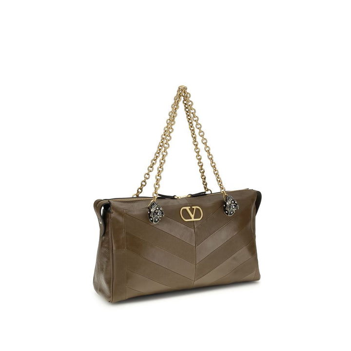Valentino Garavani Brown Calf Leather Bos Taurus Shoulder Bag