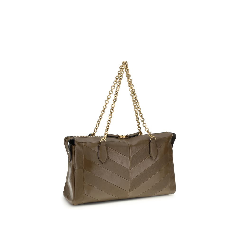 Valentino Garavani Brown Calf Leather Bos Taurus Shoulder Bag
