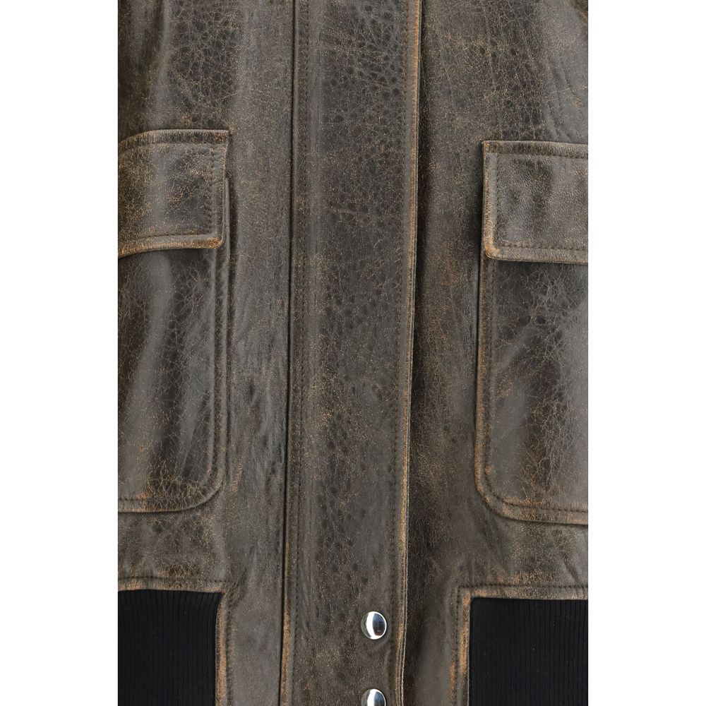 Khaite Brown Lamb Ovis Aries Aries Biker Jacket