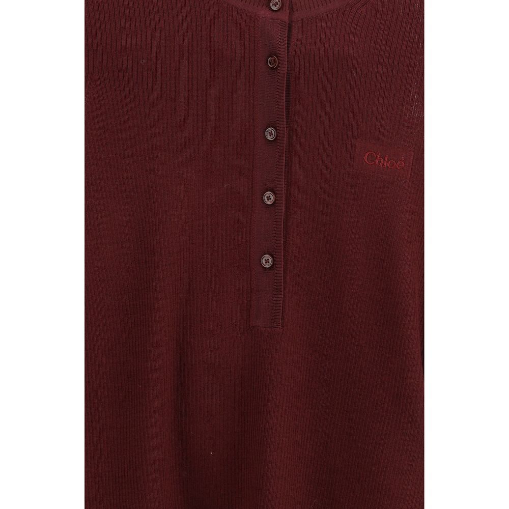 Chloé Bordeaux Wool Long Sleeve T-Shirt