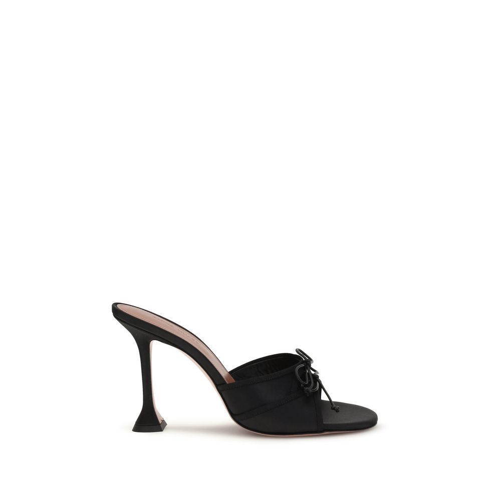 Amina Muaddi Black Fabric Stiletto Heel Sandals