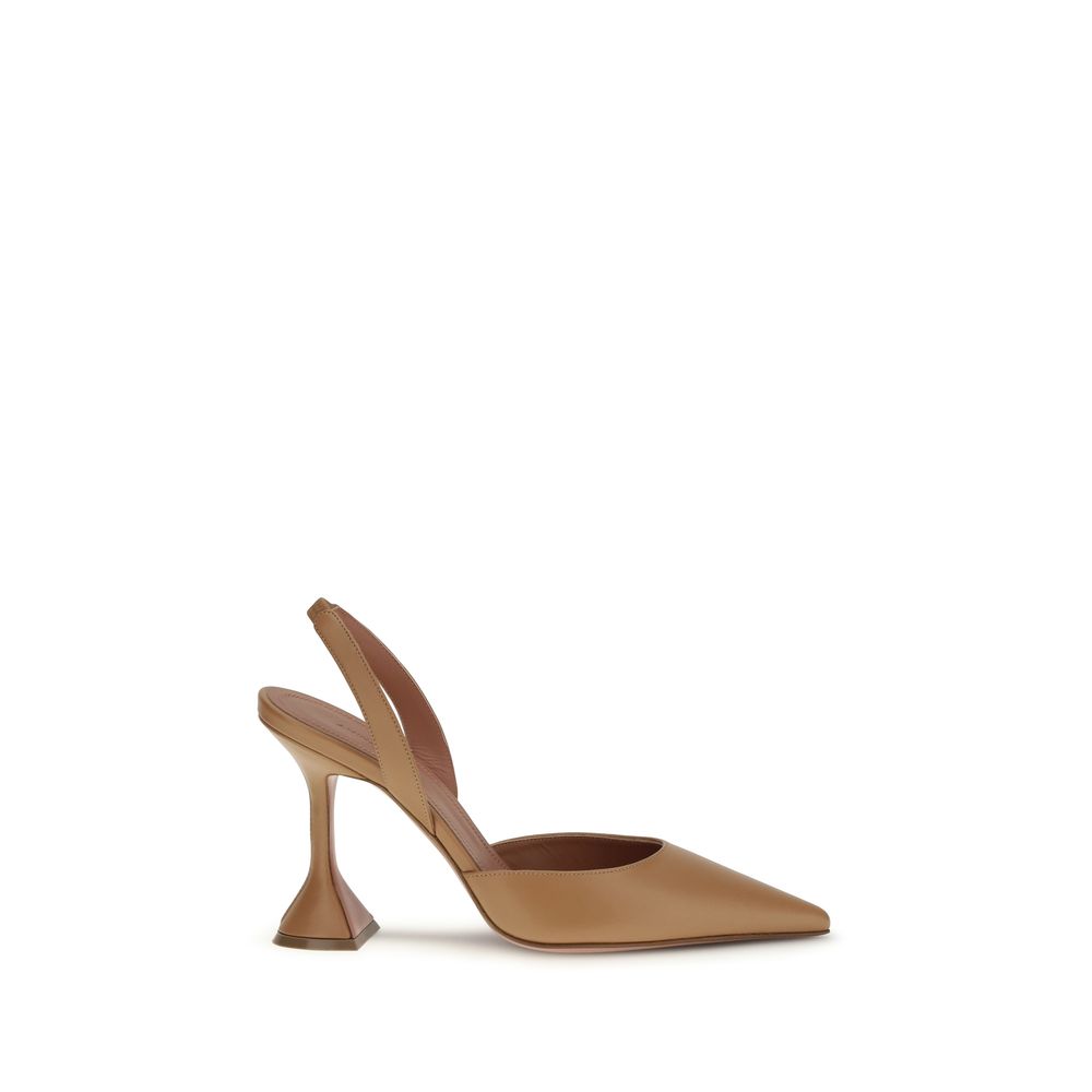 Amina Muaddi Beige Lamb Ovis Aries Aries Pumps
