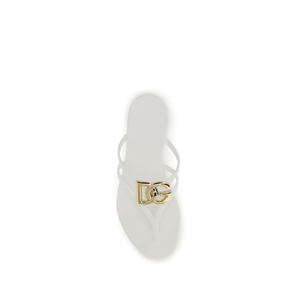 Dolce & Gabbana White Rubber Flip-Flop Sandals