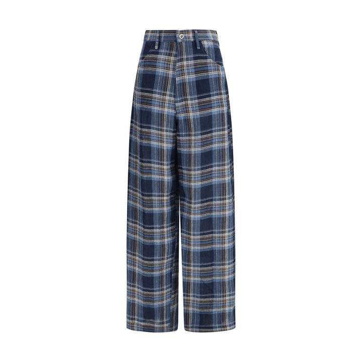 MARBELL Blue Linen Casual Pants