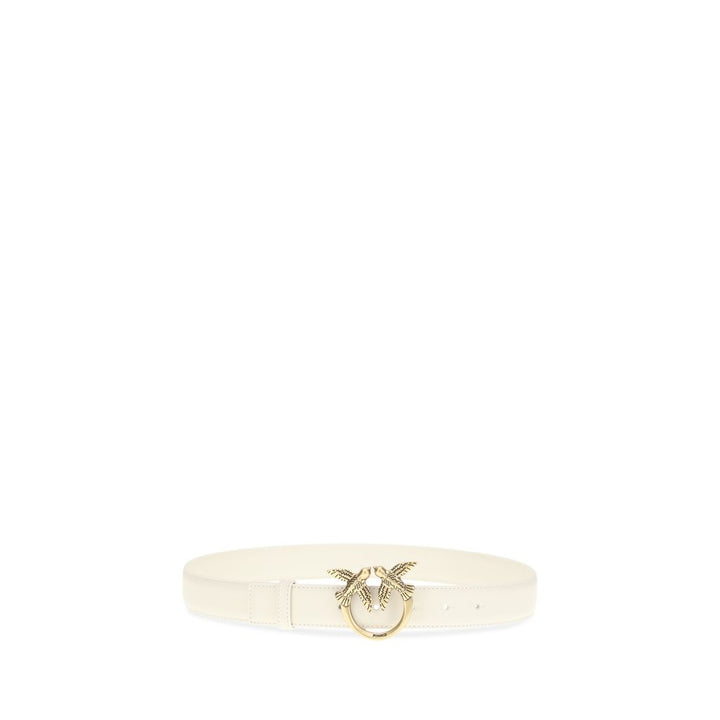 PINKO White Calf Leather Bos Taurus Regular Belt