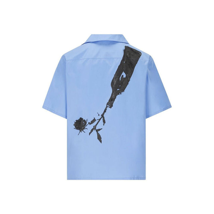 Prada Blue Cotton Pattern Shirt