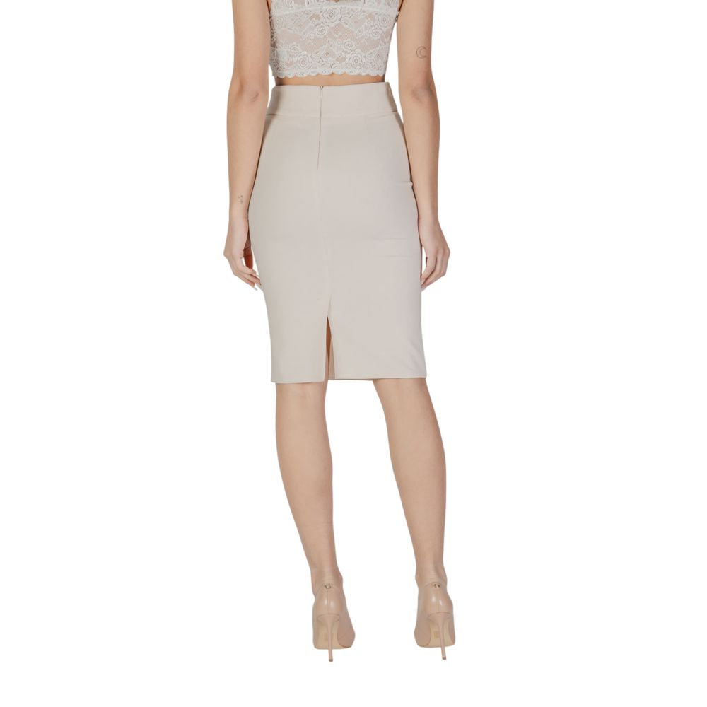 Rinascimento Beige Polyester Midi Skirt