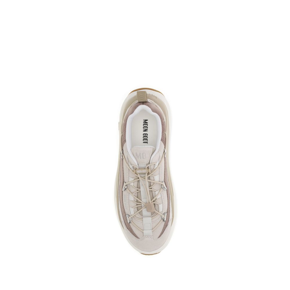 Moon Boot Beige Calf Leather Bos Taurus Athletic Sneakers